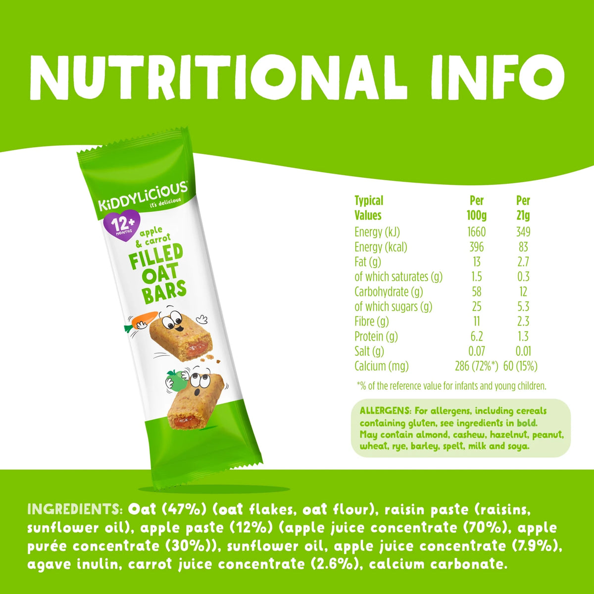 Apple & Carrot Oat Bars 5x21g by KIDDYLICIOUS