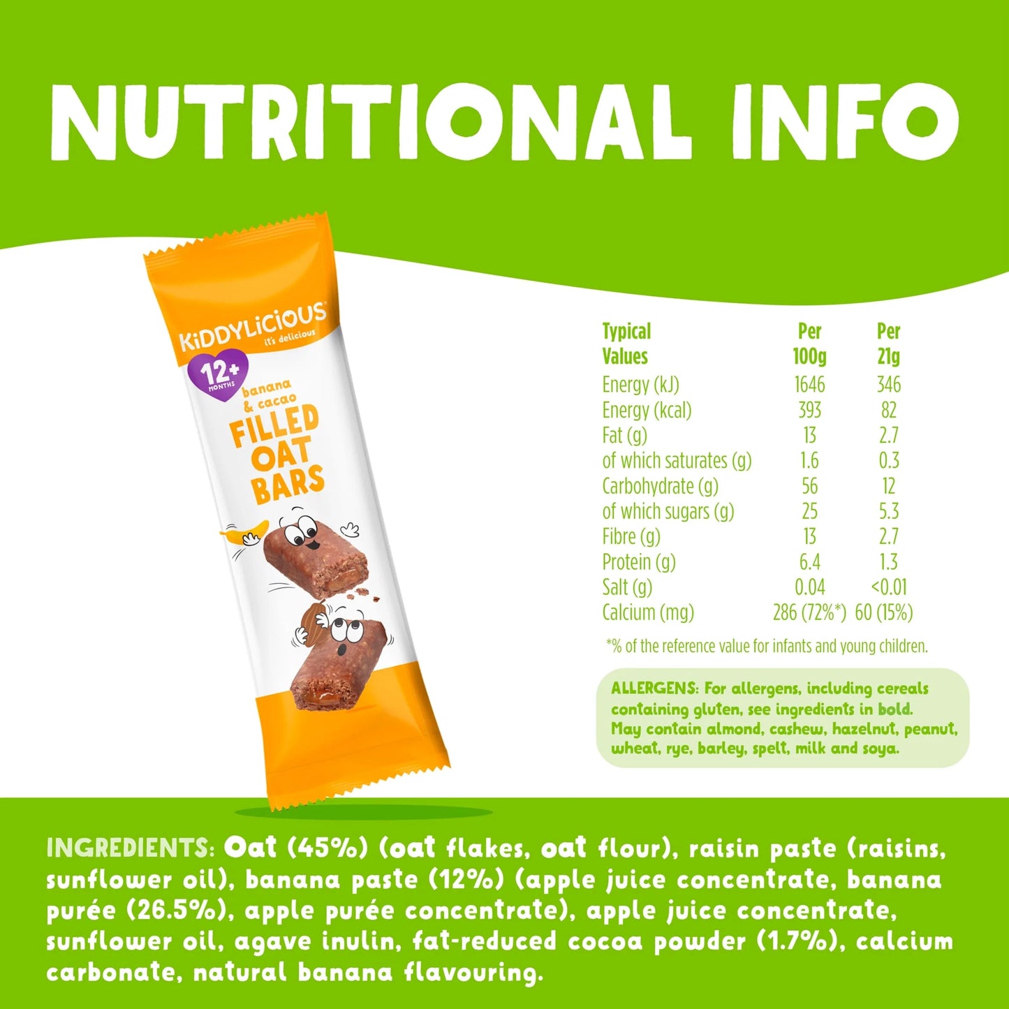 Banana & Cocoa Oat Bars 5x21g by KIDDYLICIOUS