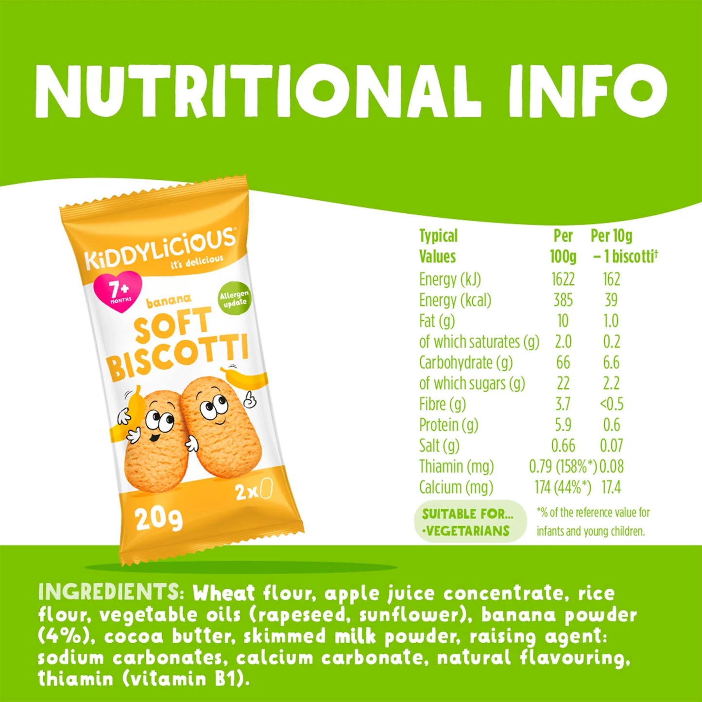 Banana Soft Biscotti 6x20g by KIDDYLICIOUS