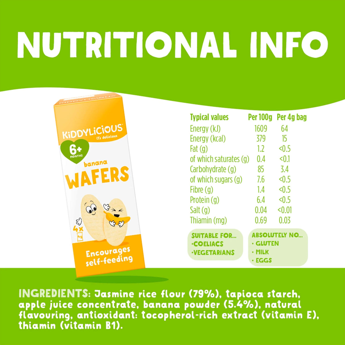 Banana Wafers 6 Months 4pack 16g by KIDDYLICIOUS