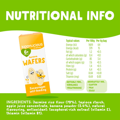 Banana Wafers 6 Months 4pack 16g by KIDDYLICIOUS