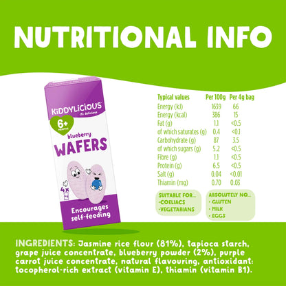 Blueberry Wafers 6mth 4pack 16g by KIDDYLICIOUS