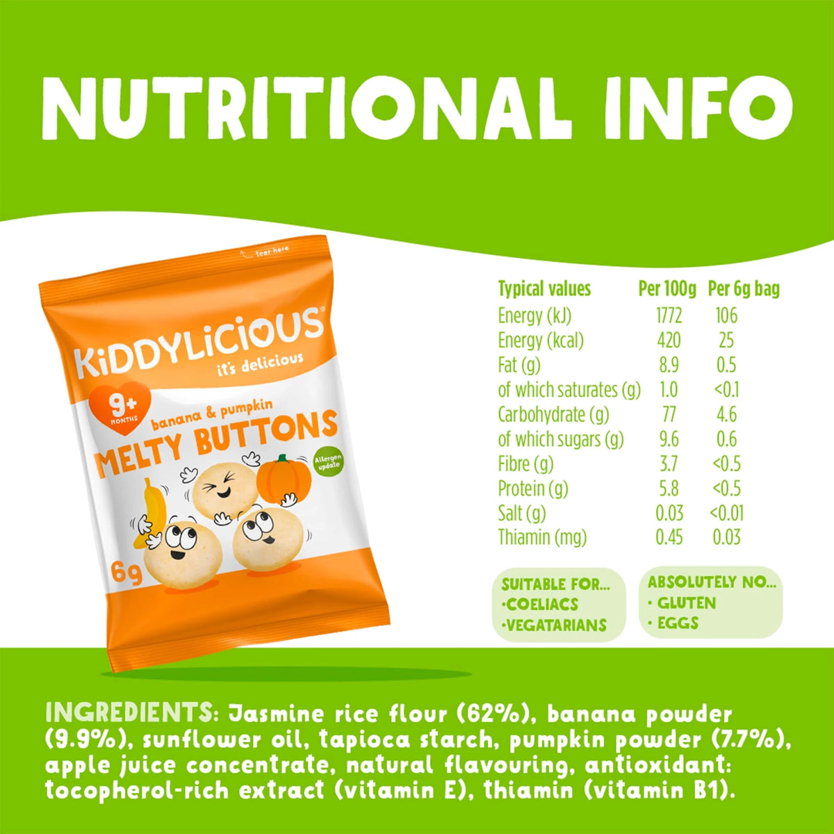 Buttons Banana & Pumpkin 30g by KIDDYLICIOUS