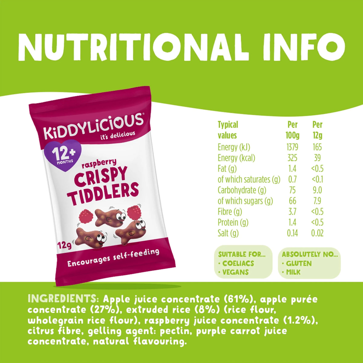 Crispy Tiddlers - Raspberry 12g by KIDDYLICIOUS