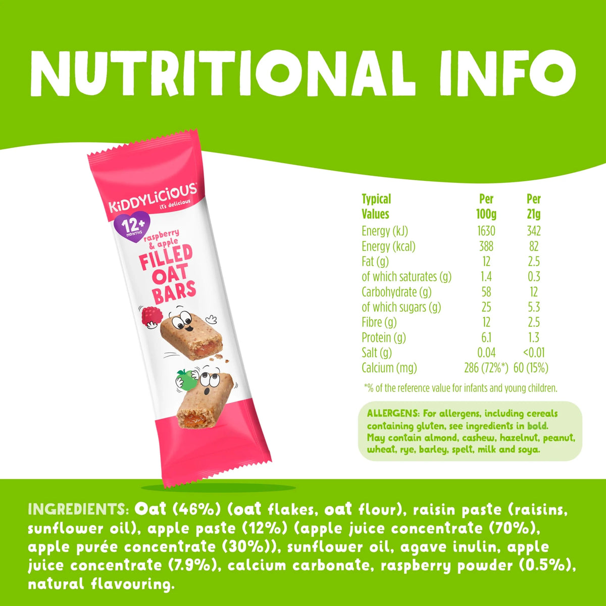 Raspberry & Apple Oat Bars 5x21g by KIDDYLICIOUS