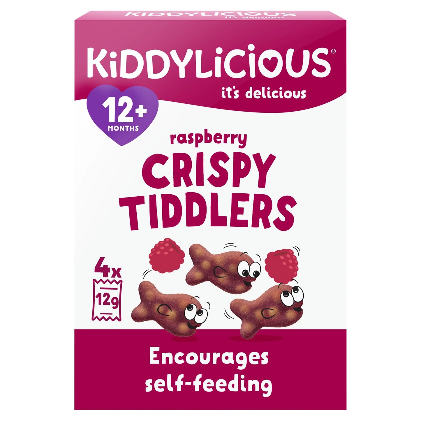 Raspberry Crispy Tiddlers 4x12g by KIDDYLICIOUS