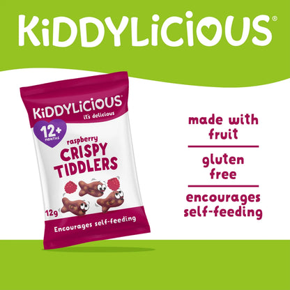 Raspberry Crispy Tiddlers 4x12g by KIDDYLICIOUS