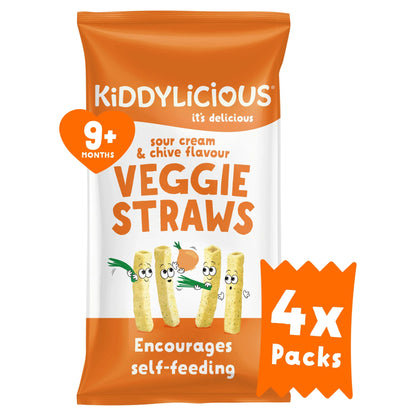 Sour Cream & Chive Straws 4 X 12g by KIDDYLICIOUS
