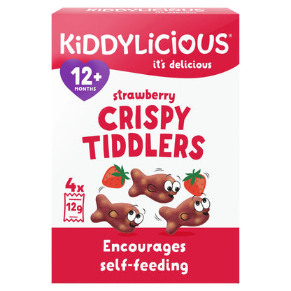 Strawberry Crispy Tiddlers 4x12g by KIDDYLICIOUS