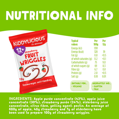 Strawberry Fruit Wriggles 12g by KIDDYLICIOUS