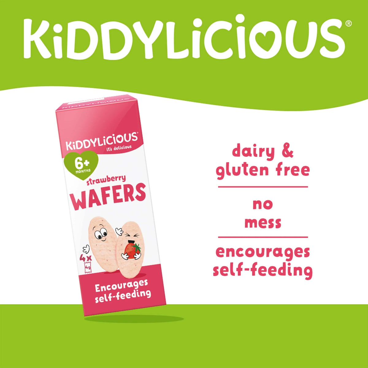 Strawberry Wafers 4 X 4g by KIDDYLICIOUS