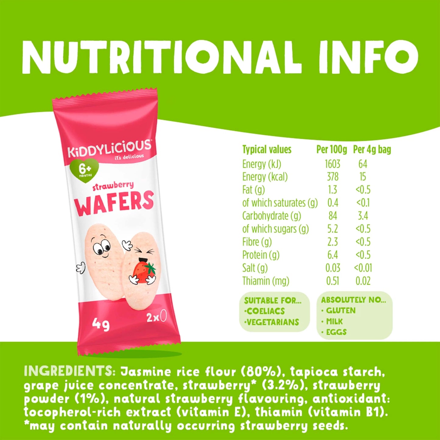 Strawberry Wafers 4 X 4g by KIDDYLICIOUS