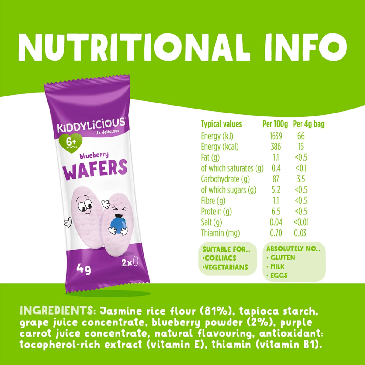 Wafers Blueberry 40g by KIDDYLICIOUS