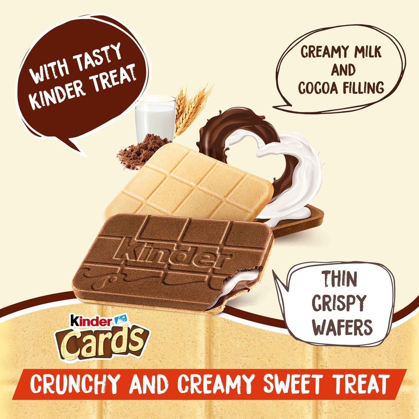 Cards Cocoa And Milk Biscuit Wafers by KINDER