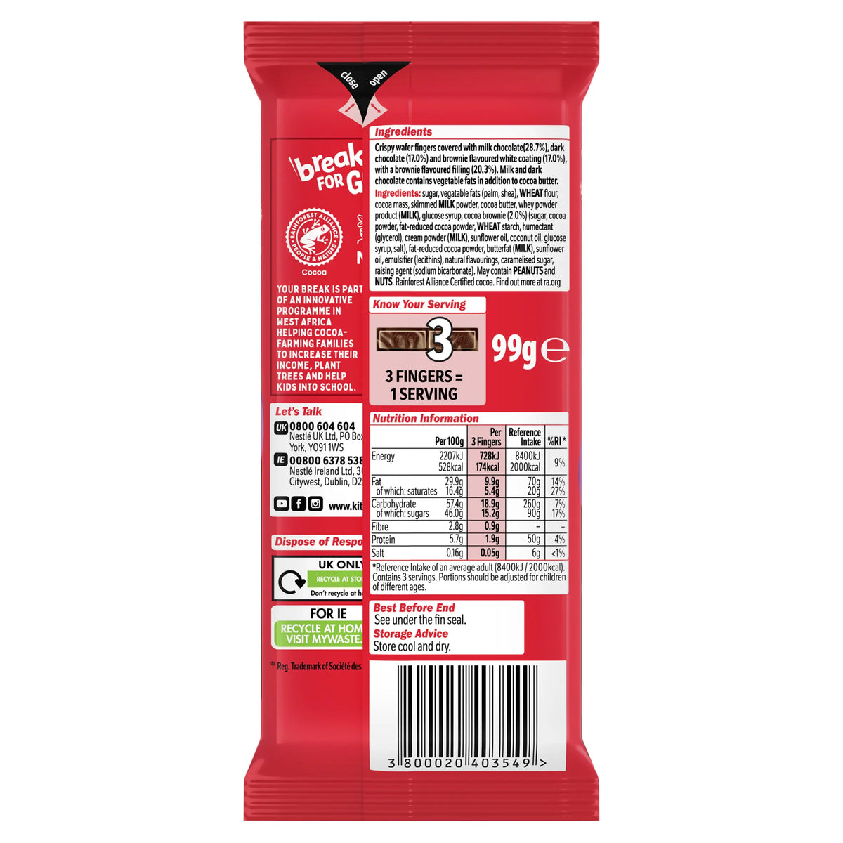 Kit Kat Brownie 99g by KITKAT at The British Vault