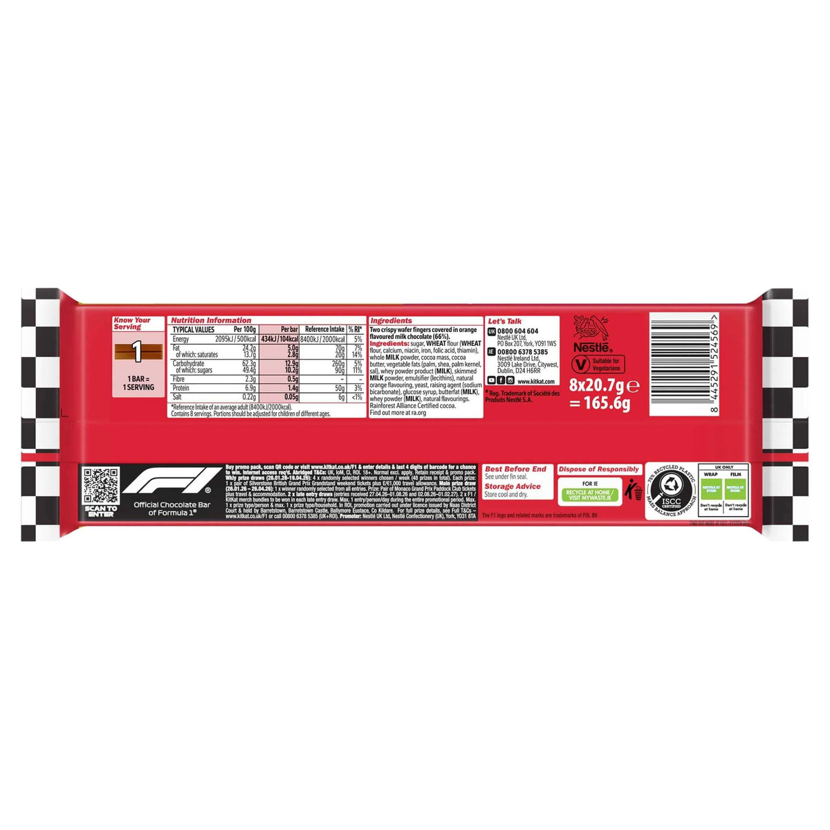 2 Finger Orange Chocolate Biscuit Bar 8 Pack Multipack by KITKAT