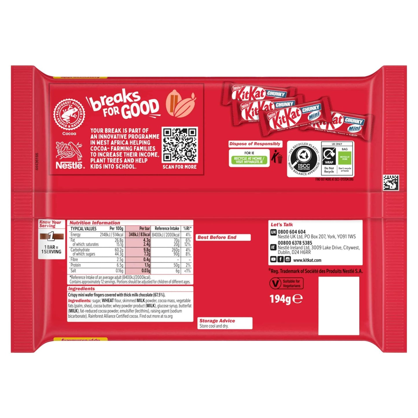 Chunky Mini Milk Chocolate Bars 12 by KITKAT