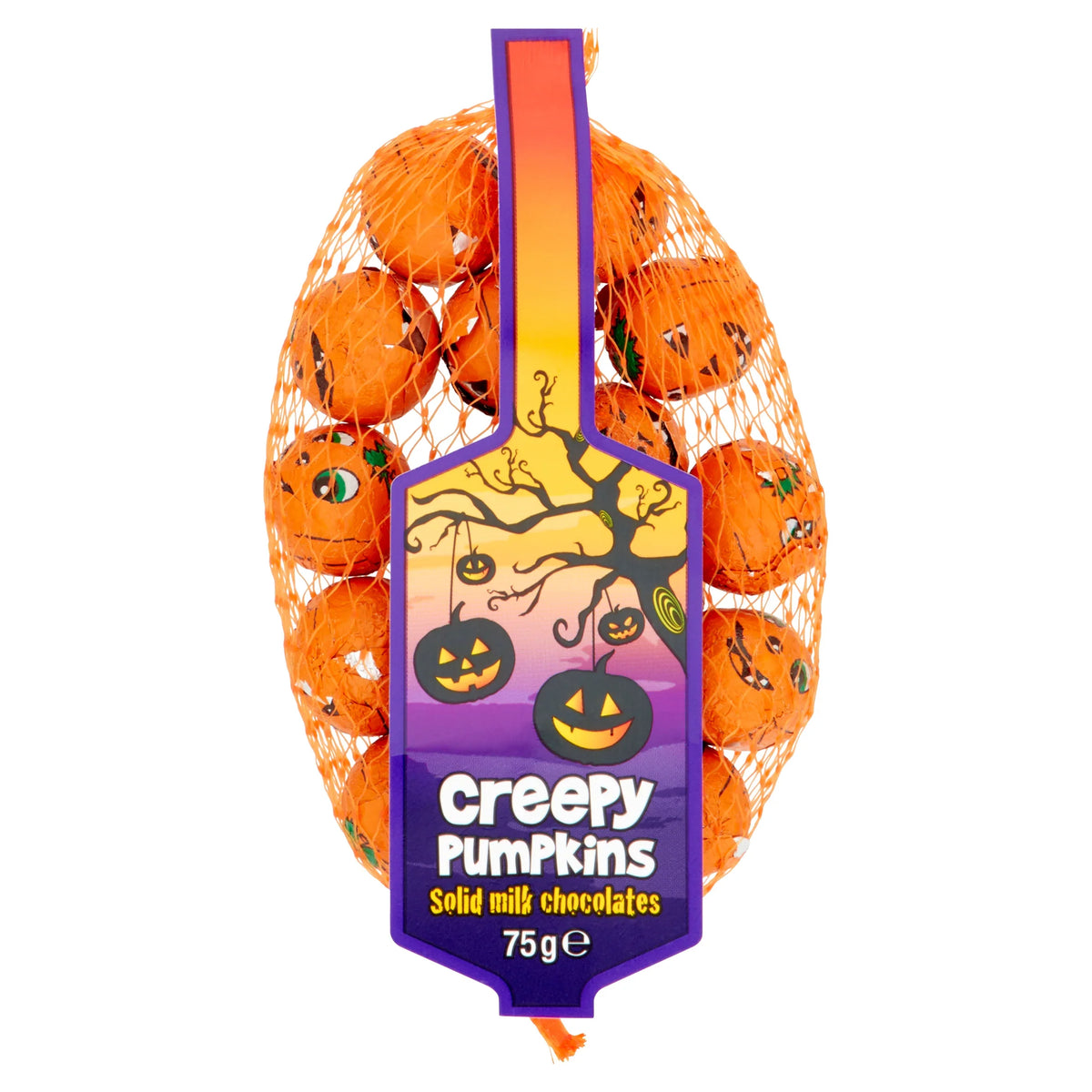 Creepy Pumpkins Solid Milk Chocolate 75g by KLC at The British Vault