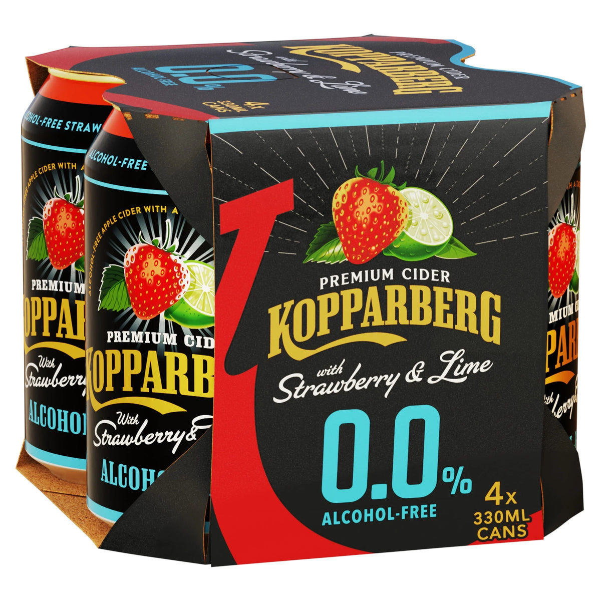 Cider Plus Strawberry & Lime Alcohol Free 4x330ml by KOPPARBERG