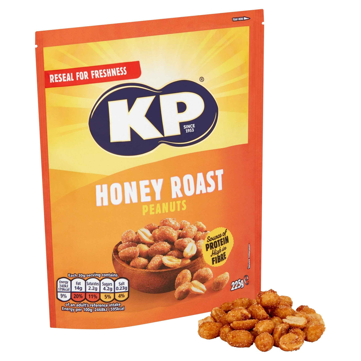 Honey Roast Peanuts 225g by KP