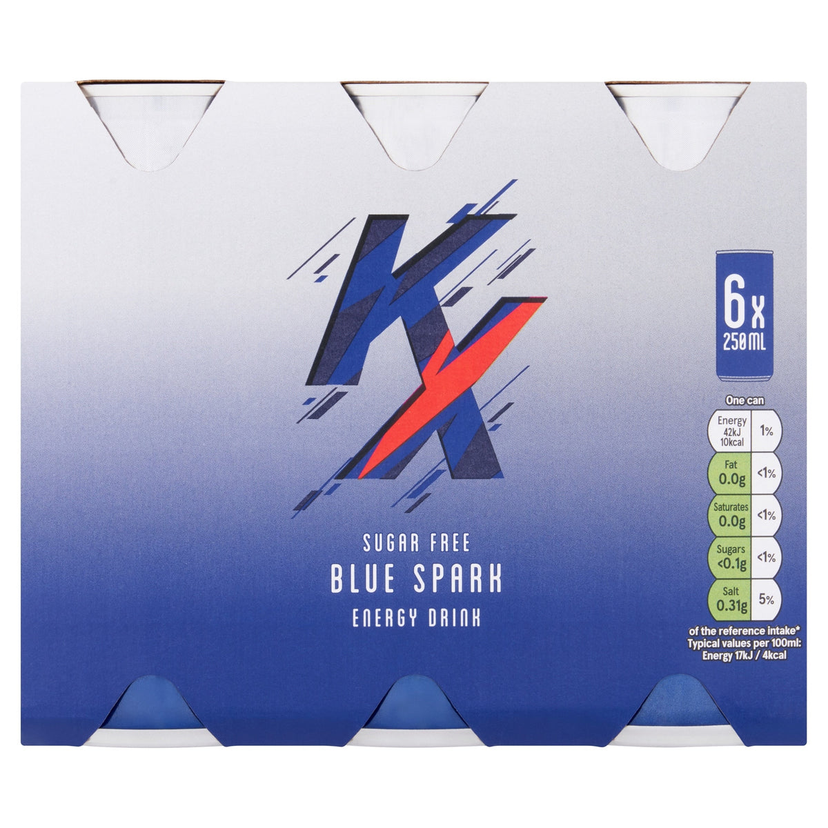 Sugar Free Blue Spark Energy Drink 6x250ml by KX