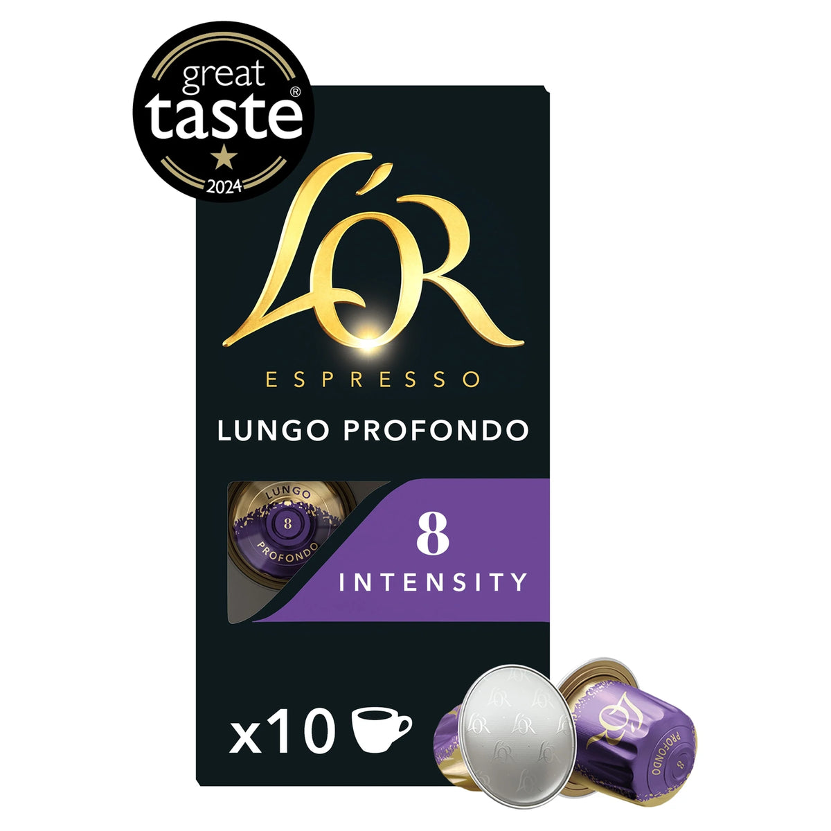 L’or. Espresso Lungo Profondo Coffee Capsules X10 Intensity 8 52g by
