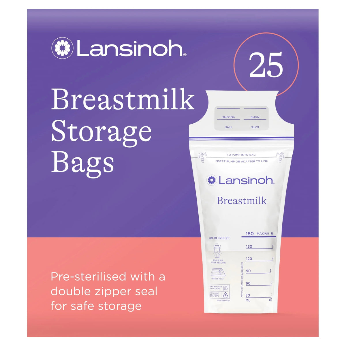 Breastmilk Storage Bags 25 Pack by LANSINOH