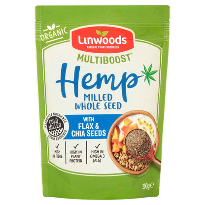 Organic Milled Hemp Flax & Chia Seeds 200g by LINWOODS