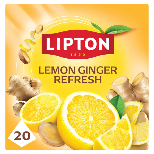 Lemon & Ginger Refresh 20 Tea Bags 34g by Lipton