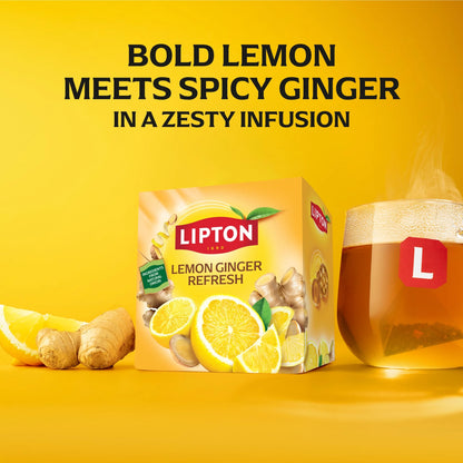 Lemon & Ginger Refresh 20 Tea Bags 34g by Lipton