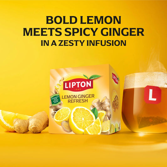 Lemon & Ginger Refresh 20 Tea Bags 34g by Lipton