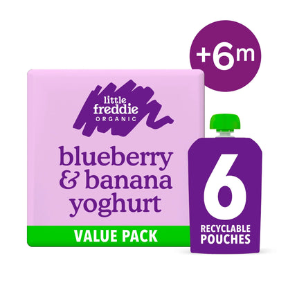 Organic Blueberry & Banana Yoghurt Baby Food Pouch by little freddie