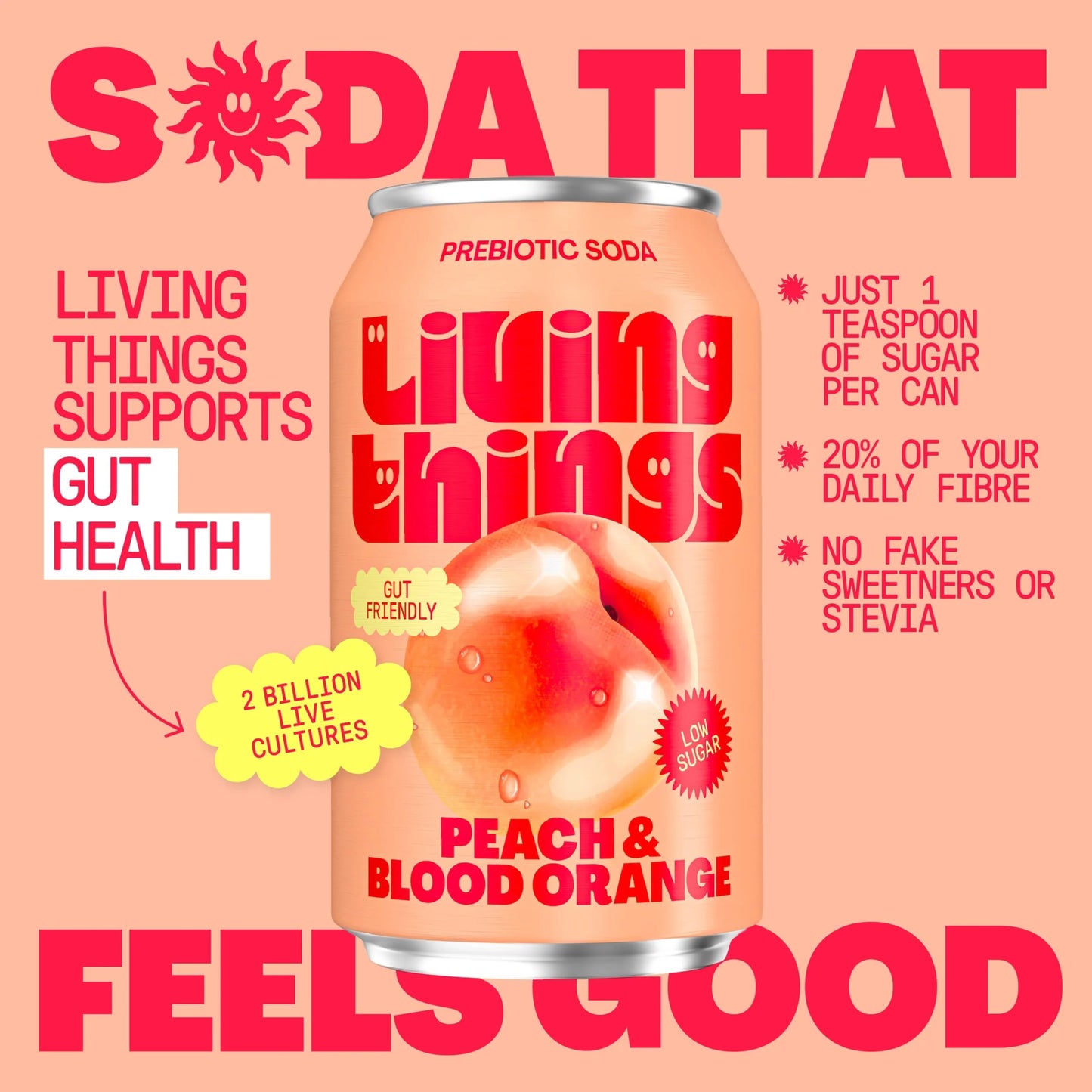 Peach & Blood Orange Soda 4x by Living things