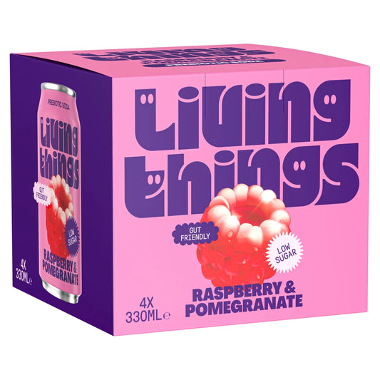 Raspberry & Pomegranate Soda 4x by Living things