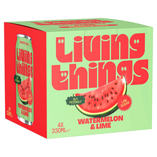 Watermelon & Lime Soda 4x 330ml by Living things