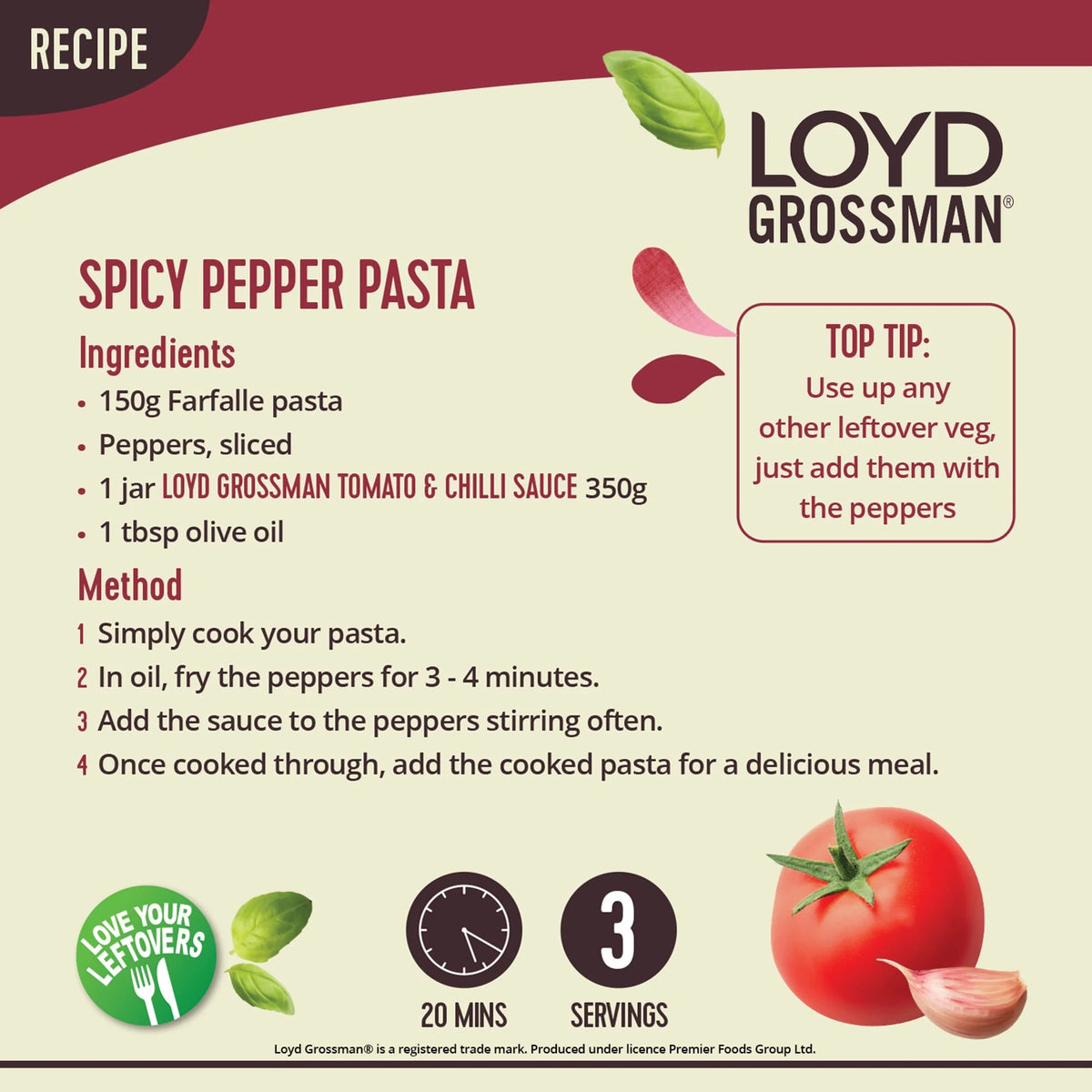 Tomato & Chilli Pasta Sauce 350g by LOYD GROSSMAN