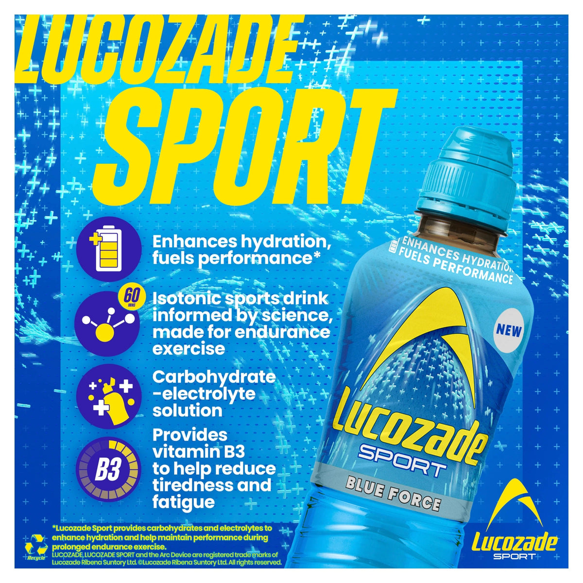 Sport Drink Blue Force 4x500ml by Lucozade