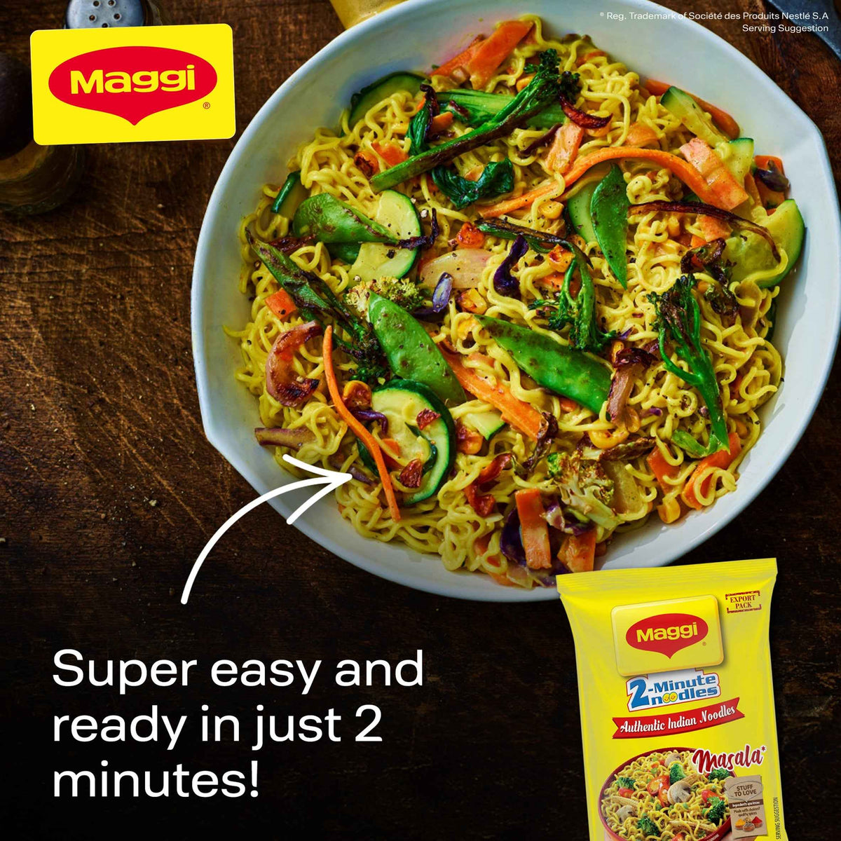 2 Minute Masala Flavour Instant Noodles by Maggi