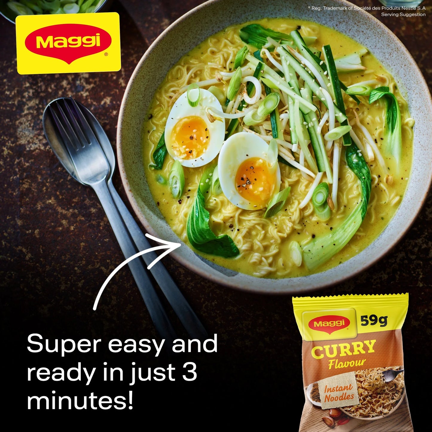 3 Minute Instant Noodles Curry Flavour by Maggi