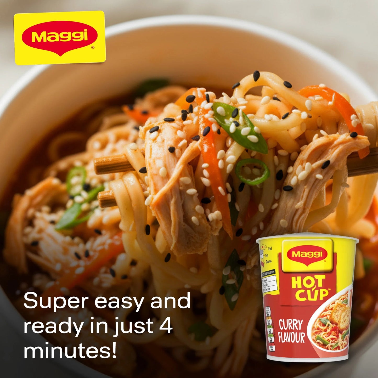 Hot Cup Noodles - Curry Flavour 59.2g by Maggi