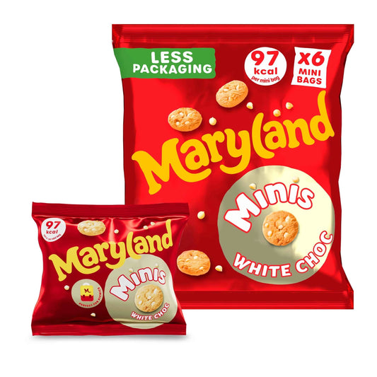 6 Mini White Choc Cookie Bags 118.8g by MARYLAND
