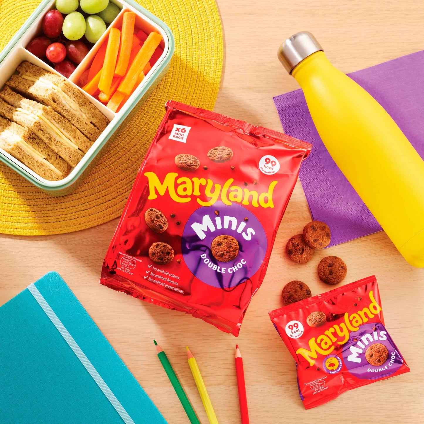 Minis Double Chocolate Chip Cookies Mini Bags Multipack, 6 by MARYLAND