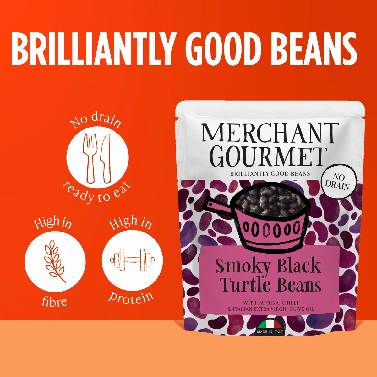 Smoky Black Turtle Beans 240g by MERCHANT GOURMET