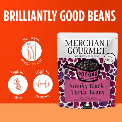 Smoky Black Turtle Beans 240g by MERCHANT GOURMET