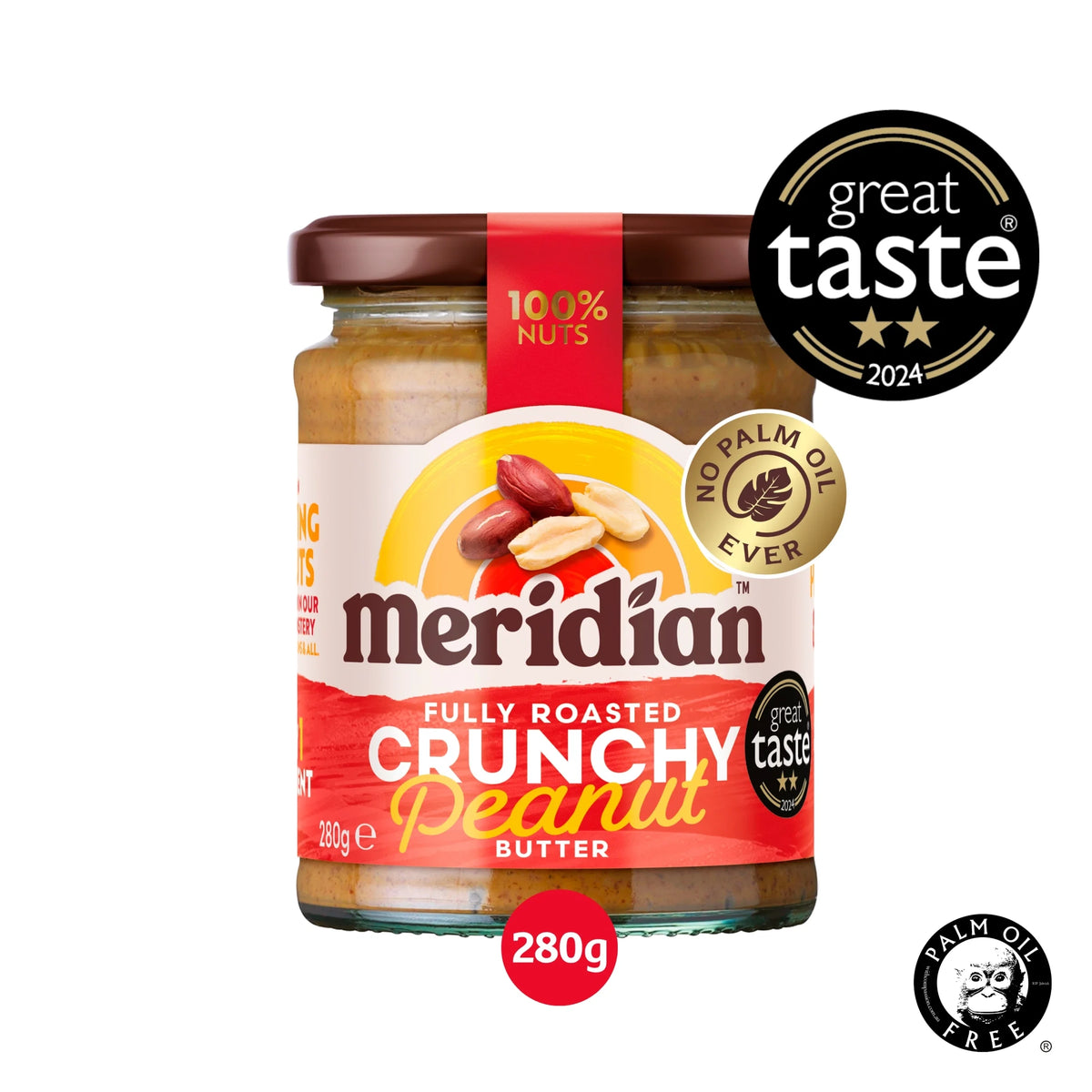 Peanut Butter Crunchy 100% Nuts 280g by MERIDIAN