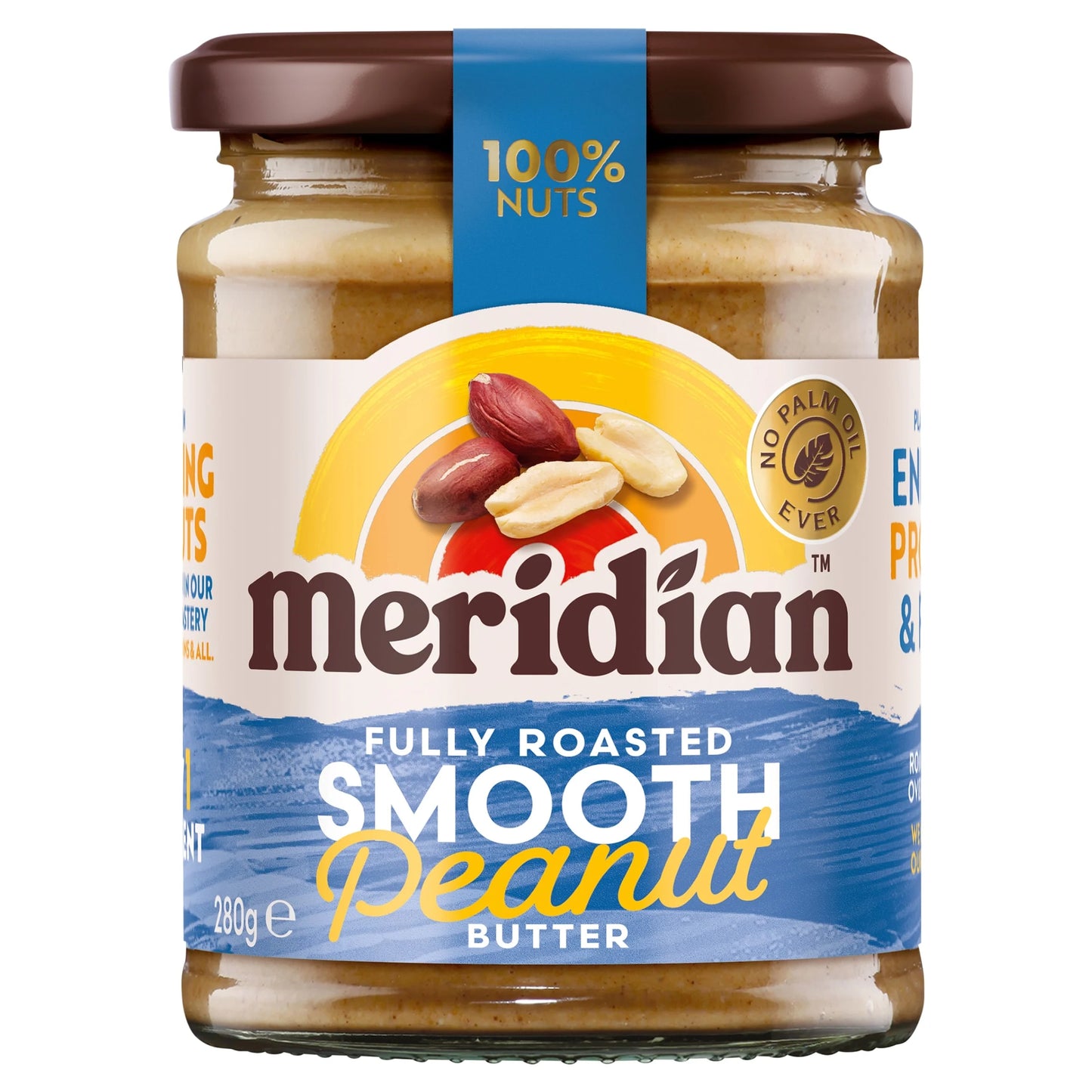 Smooth Peanut Butter 100% Nuts 280g by MERIDIAN