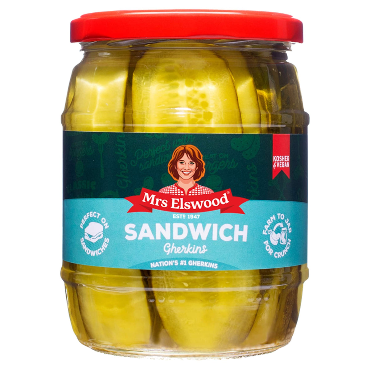 Sandwich Slices Cucumbers 540g by MRS ELSWOOD