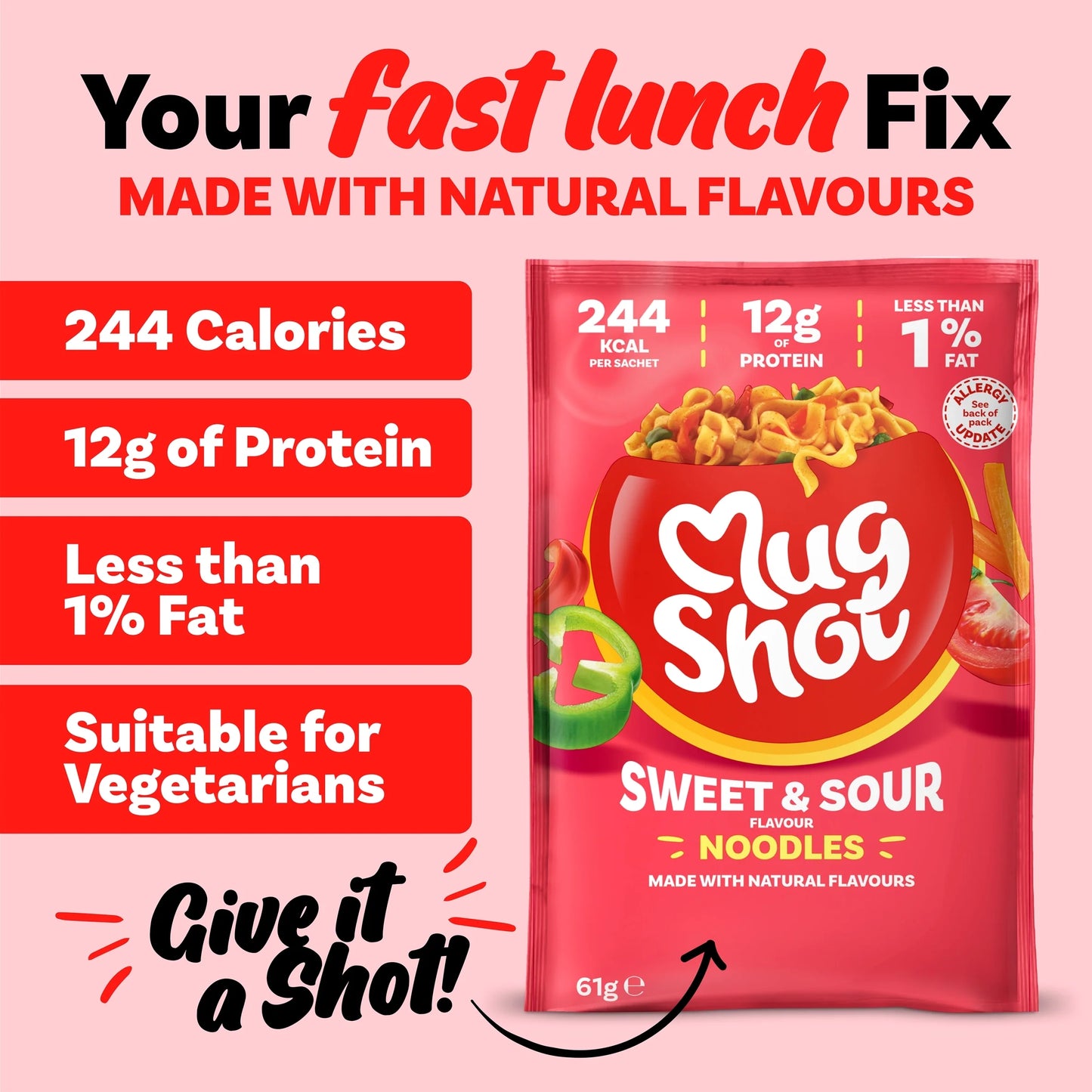 Mugshot Sweet & Sour Noodles 67g by mug shot