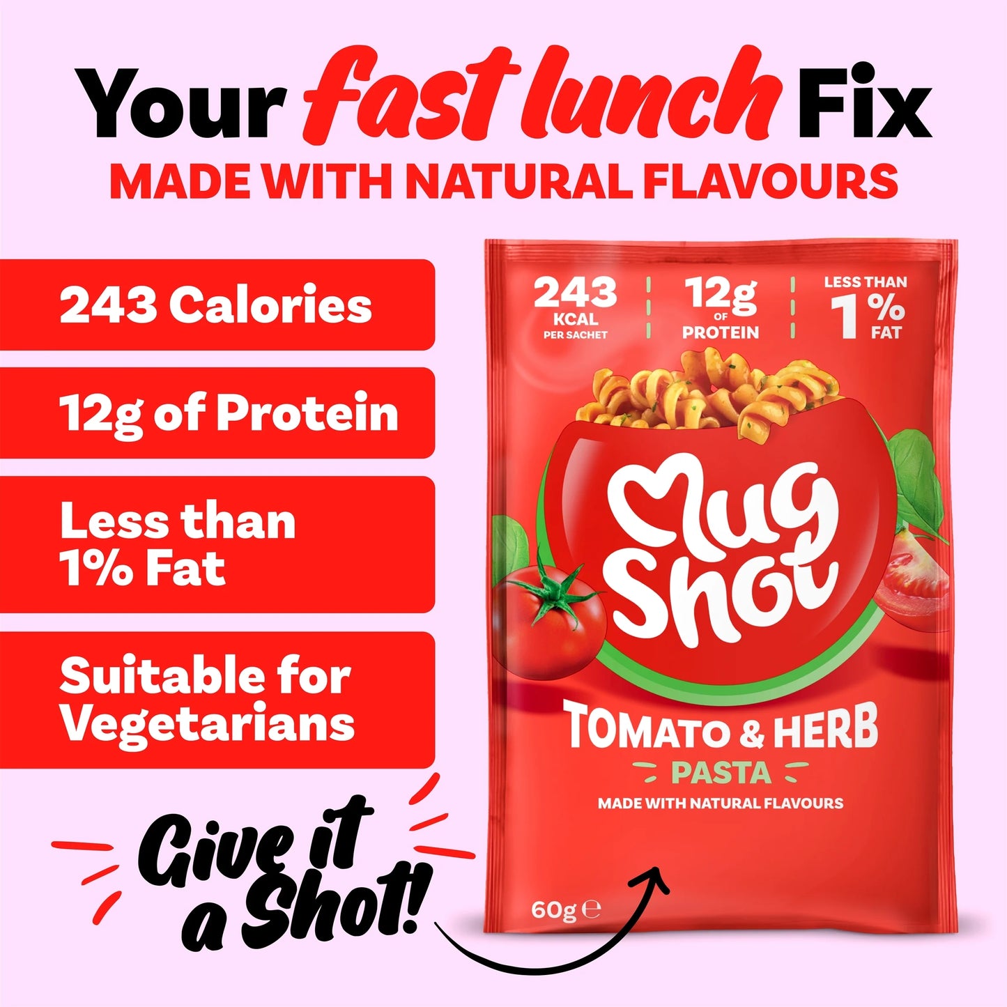 Mugshot Tomato & Herb Pasta 64g by mug shot