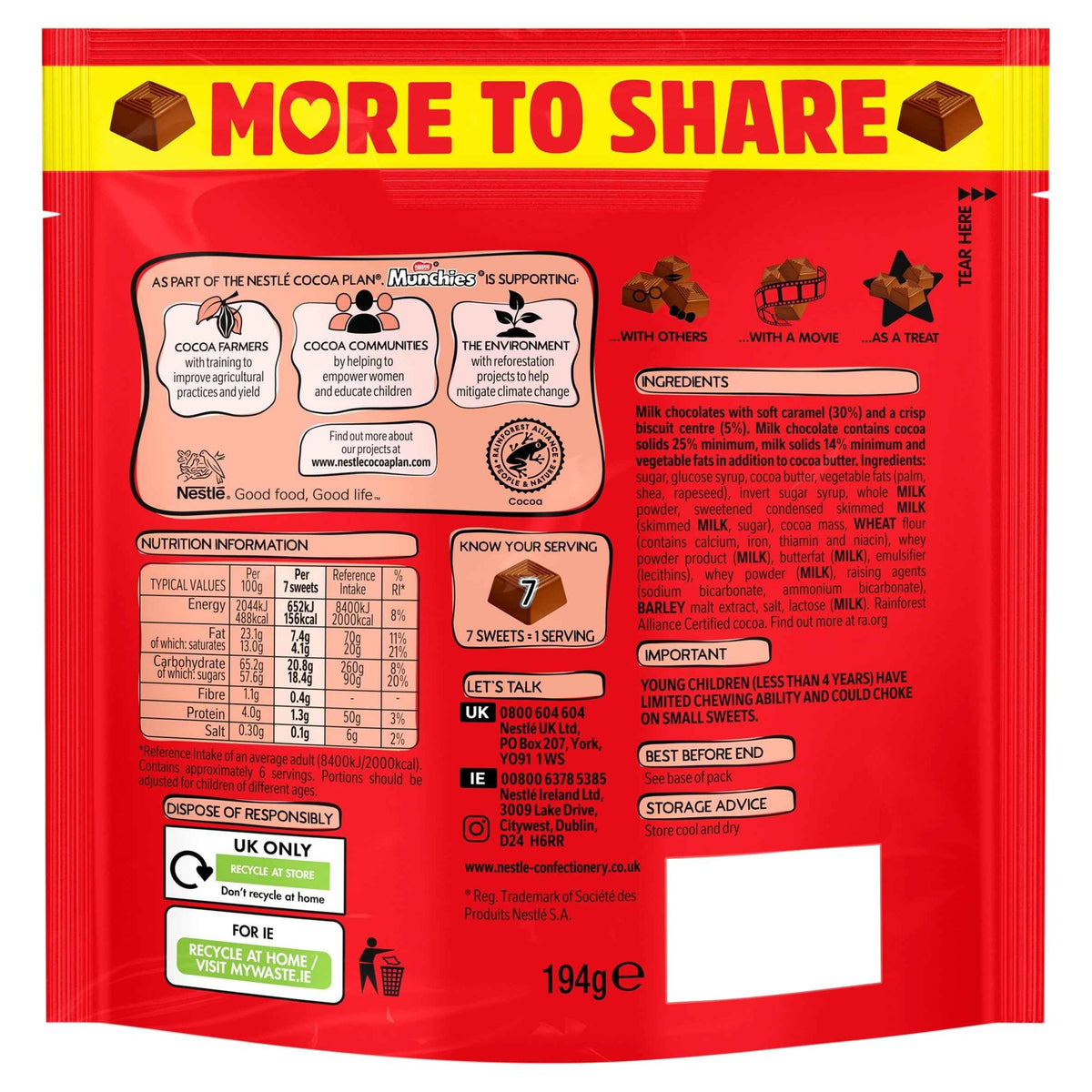Milk Chocolate Share Bag 194g by MUNCHIES